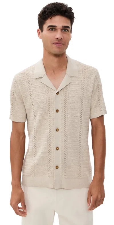 Marine Layer Jaden Sweater Resort Shirt Driftwood In Brown