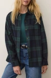Marine Layer Jane Plaid Relaxed Fit Organic Cotton Plaid Button-up Shirt In Green