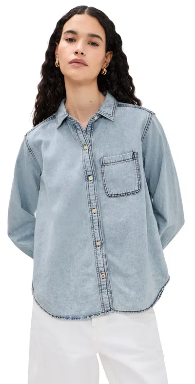 Marine Layer Jane Relaxed Denim Shirt Medium Wash In Blue