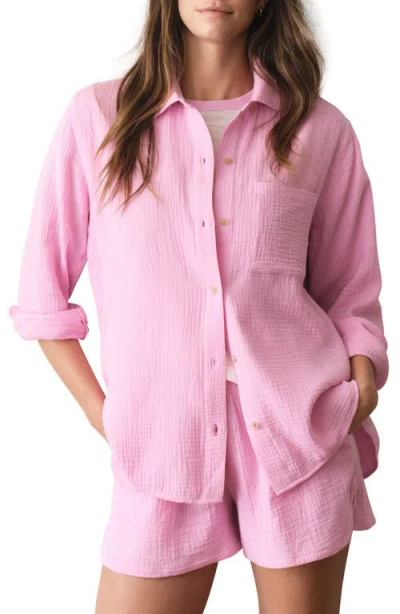 Marine Layer Jane Relaxed Double Cloth Shirt In Pink