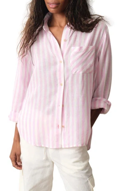 Marine Layer Jane Relaxed Fit Stripe Button-up Shirt In Pink