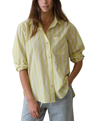 Marine Layer Jane California Relaxed Stripe Cotton Poplin Button-up Shirt In Yellow