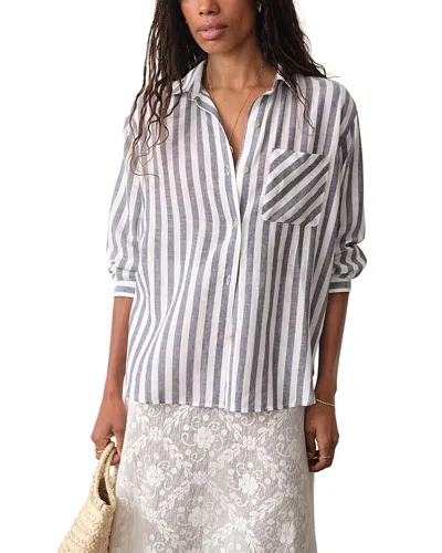 Marine Layer Jane Relaxed Stripe Shirt In Gray