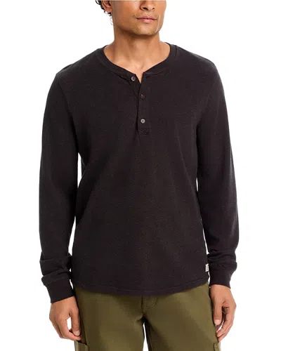 Marine Layer Java Heather Cotton Luxe Henley Shirt In Brown