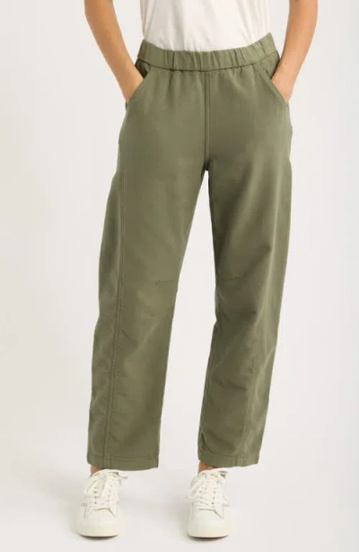 Marine Layer Jessie Barrel Leg Cotton Blend Pants In Green