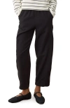 Marine Layer Jessie Pull-on Barrel Leg Twill Pants In Black