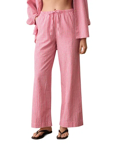 Marine Layer Josie Seersucker Drawstring Pants In Pink