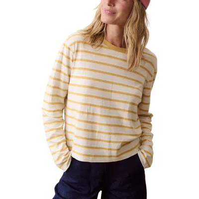 Marine Layer Juno Long Sleeve Stripe Top In Marigold Stripe