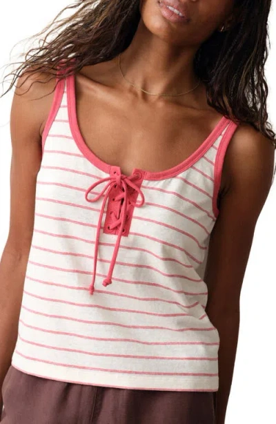 Marine Layer Laci Stripe Hemp & Cotton Tank In Neutral