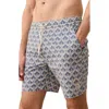 Marine Layer Leaf Print 6-inch Lined Hybrid Swim Trunks In Blue