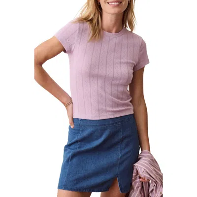 Marine Layer Lexi Pointelle Crewneck T-shirt In Lilac