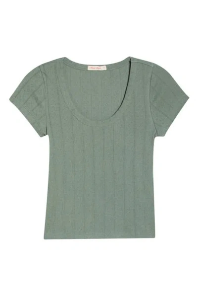 Marine Layer Lexi Pointelle Scoop Neck T-shirt In Green