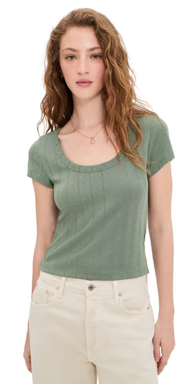 Marine Layer Lexi Pointelle Scoop Tee Olive