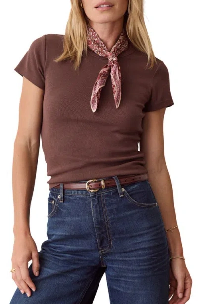 Marine Layer Lexi Rib Crewneck T-shirt In Chocolate