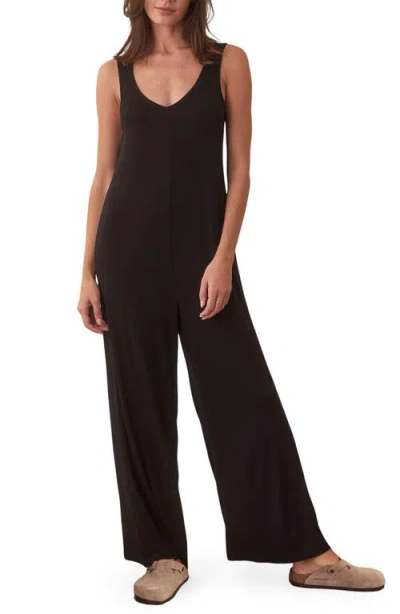 Marine Layer Lexi Rib Lounge Jumpsuit In Black