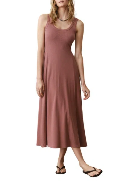 Marine Layer Lexi Rib Sleeveless Fit & Flare Mini Dress In Brown