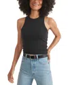 Marine Layer Lexi Sun-in High Neck Crop Rib Tank In Fadedblack
