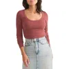 Marine Layer Lexi Sun-in Long Sleeve Rib T-shirt In Deep Clay