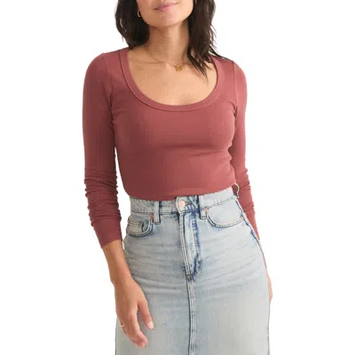 Marine Layer Lexi Sun-in Long Sleeve Rib T-shirt In Deep Clay