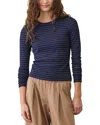 Marine Layer Lexi Stripe Sun-in Rib Long Sleeve T-shirt In Blue