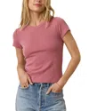 Marine Layer Lexi Sun-in Rib Crewneck T-shirt In Brick
