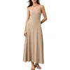 Marine Layer Lexi Sun-in Sleeveless Fit & Flare Rib Maxi Dress In Nude