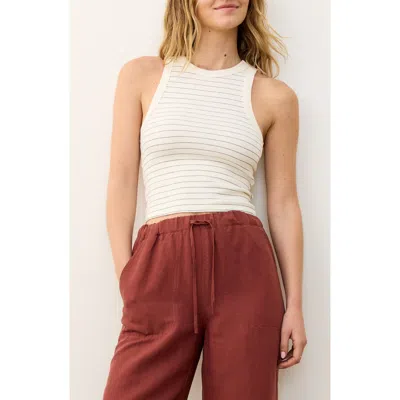 Marine Layer Lexi Sun-in Stripe High Neck Crop Rib Tank