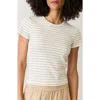 Marine Layer Lexi Sun-in Stripe Rib Crewneck T-shirt In Black Stripe/off White