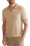 Marine Layer Liam Stripe Rib Sweater Polo In Sable/ivory