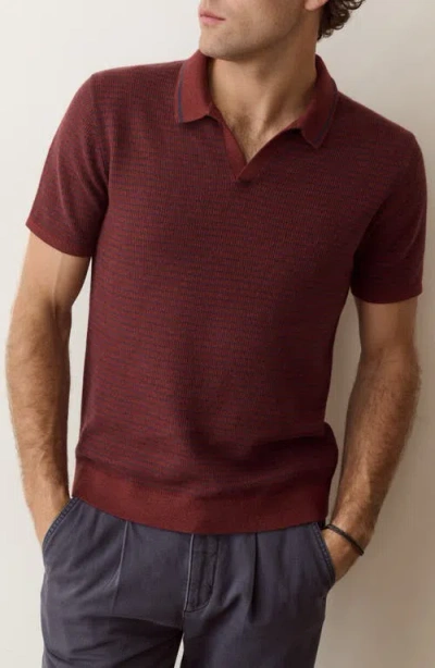 Marine Layer Liam Striped Cotton & Merino Wool Sweater Polo In Animal Print