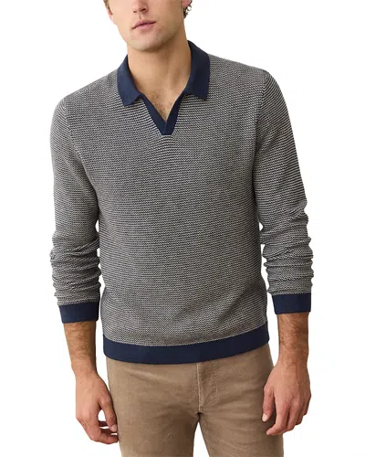 Marine Layer Liam Johnny Collar Long Sleeve Sweater Polo In Gray
