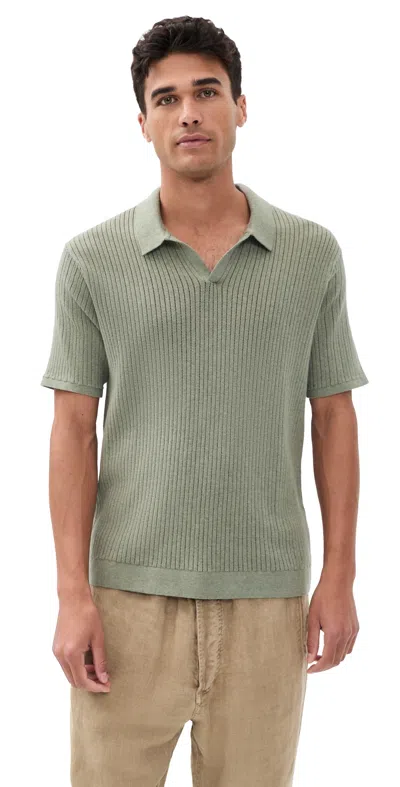 Marine Layer Liam Sweater Polo Vetiver In Green