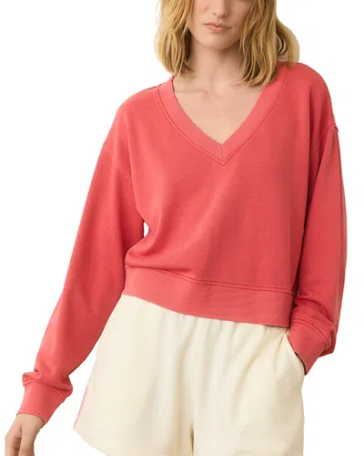 Marine Layer Lightweight Terry V Neck Sweatshirt In Coral