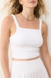 Marine Layer Lila Smocked Cotton Gauze Camisole In White