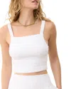 Marine Layer Lila Smocked Cotton Gauze Camisole In White