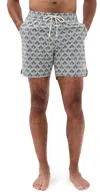 Marine Layer Lined Sport And Swim Shorts 6 India Ink Agave Print In Blue