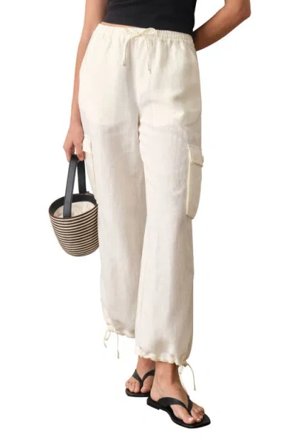 Marine Layer Linen Blend Cargo Pants In Neutral