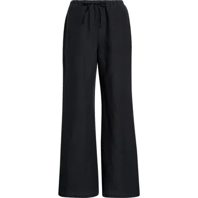 Marine Layer Linen Blend Straight Leg Pants In Black