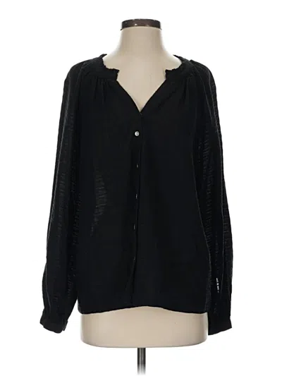 Pre-owned Marine Layer Long Sleeve Blouse In Black