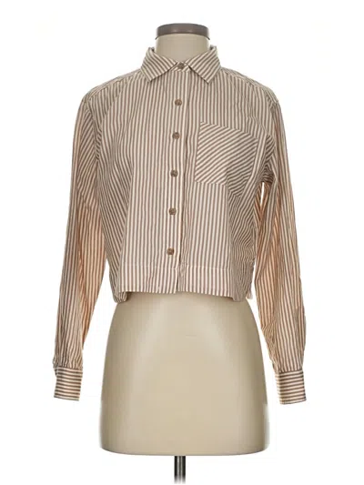 Pre-owned Marine Layer Long Sleeve Blouse In Brown