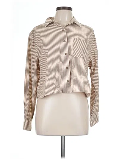 Pre-owned Marine Layer Long Sleeve Blouse In Tan