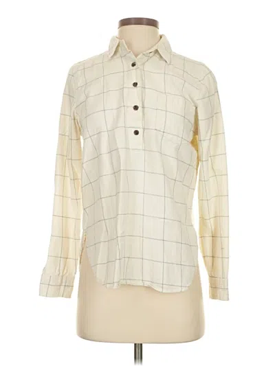 Pre-owned Marine Layer Long Sleeve Blouse In White