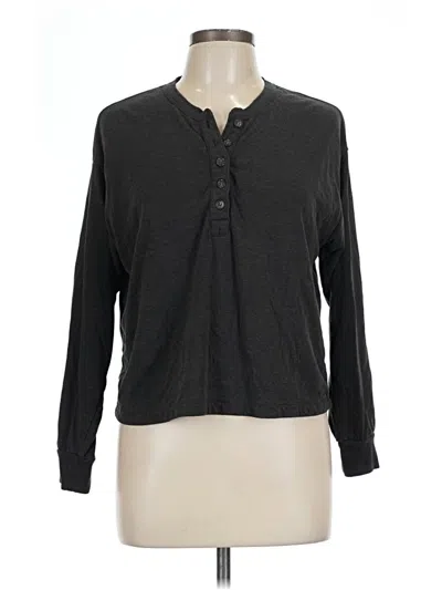 Pre-owned Marine Layer Long Sleeve Henley Shirt In Black