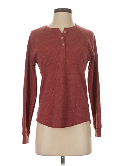 Pre-owned Marine Layer Long Sleeve Henley Shirt In Burgundy