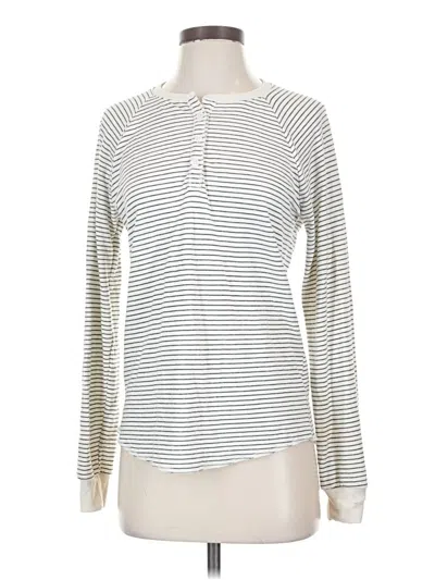 Pre-owned Marine Layer Long Sleeve Henley Shirt In Ivory