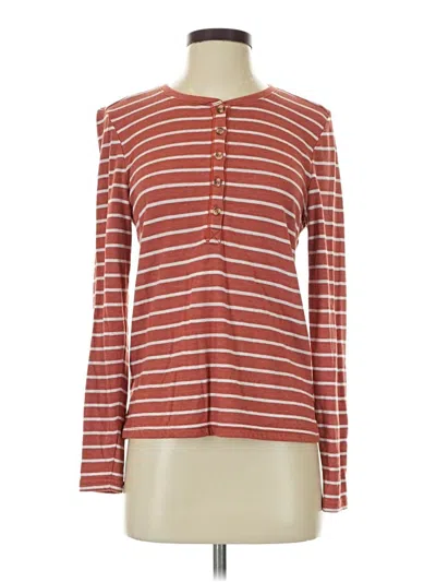Pre-owned Marine Layer Long Sleeve Henley Shirt In Red