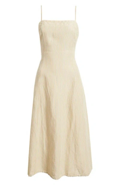 Marine Layer Luca Stripe Linen Blend Midi Dress In Neutral