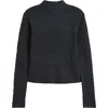 Marine Layer Lucia Pointelle Stitch Mock Neck Sweater In Black