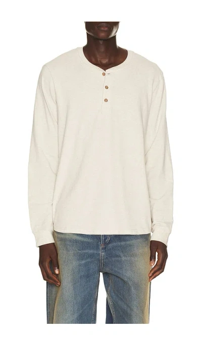 Marine Layer Luxe 250 Henley Shirt In Oatmeal Heather