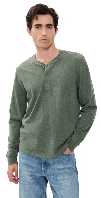 Marine Layer Luxe 250 Henley Tee Balsam Green Heather